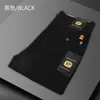 Pantalones de traje casual rectos y fluidos negros de moda para hombre, Pantalones de algodón puro rectos de nueve puntos para negocios casual para hombre
