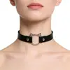 Gargantilha de Couro com Design de Nicho para Mulheres, Gargantilha Punk Harajuku Gótico Preta com Tachas