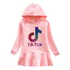 2026 Primavera e Outono Novo Vestido Moletom com Capuz Infantil Desenho Animado Menina Bebê Transfronteiriço Casual Vestido Elegante
