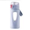 Vaso de Agua de Vidrio Ins de Verano Personalizado para Hombres y Mujeres, Vaso de Moda para Exteriores con Tapa Emergente, Vaso de Agua Transparente Portátil de Doble Capa