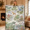 Manta con diseño de mapa de animales transfronterizo, hecha a medida, superventas en Amazon para niños y adultos, manta para pintar y garabatear a mano DIY