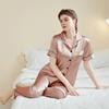 Amazon Pijama de Verano para Mujer Talla Grande con Mangas Tres Cuartos y Pantalón Largo Mejorado con Cuello de Solapa, Conjunto de Dos Piezas para Estar en Casa Estilo Europeo y Americano