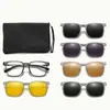 Conjunto de Óculos de Sol Tr90 para Homens e Mulheres com Armações para Miopia com Grau Óculos de Sol Polarizados Magnéticos de Presilha