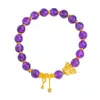 Pulsera de Mariposa Pequeña Dorada Arena Mismo Estilo Tienda de Oro Puzuo Nueva Pulsera de Amatista de la Suerte Estilo Chino Moda Nicho Mujeres