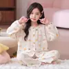 Pijama para niñas para primavera y otoño, algodón nube, estilo fino de manga larga para niños, nuevo modelo 2026, ropa de casa popular para niñas mayores