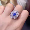 Anillo de Zafiro Natural Popular al por Mayor de Fábrica Plata S925 Incrustado con Piedra Principal 5*7 Fábrica de Joyería de Lujo Venta Directa