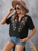 2026 Europeo y Americano Amazon Transfronterizo Verano Nueva Moda Bordado Multihilo Patchwork Encaje Top Camiseta para Mujer