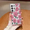 Case de Celular Rosa Ins e Coreano Mais Vendido Rosa Rosa Samsung S24 Estilo Doce S25 Ultra Capa Protetora Magnética Transparente