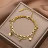 Pulseira Octogonal de Duas Camadas Laicai em Aço Titânio Ouro 18K para Mulheres Pulseira Explosão Vermelha Online Fofocando Joias Feitas à Mão Novos Produtos Listados