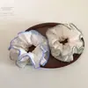 Estilo Coreano Chiffon Fresco Bolinhas Camada Dupla Cintura Pequena Intestino Grosso Elástico de Cabelo Elegante Versátil para Coque Corda de Cabelo