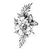 Tatuagem de braço sexy e elegante com borboleta envolta em flores, feita com ervas, de longa duração, para homens e mulheres. Adesivo de tatuagem de flor artificial para o braço, à prova de suco de frutas.