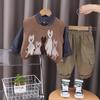 Traje de otoño para niño, suéter de animales pequeños, chaleco, camisa, ropa para niño de 1 a 3 años, conjunto de tres piezas para bebé