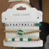Pulseras de Arcilla Suave Deportivas, Colgantes de Aleación de Béisbol, Baloncesto, Fútbol, Pulseras Apilables de Arcilla Suave de Colores, Joyería de Cuentas de Voleibol