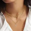 Collar Personalizado con Inicial de 26 Letras, Collar con Colgante de Cadena Paperclip Superpuesto, Joyería de Moda para Mujer Regalo