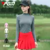 Pgm Camiseta Base Nueva de Golf para Mujer Otoño e Invierno Cuello Alto Manga Larga Top Cálido para Mujer Forro Cepillado