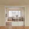 Puerta corredera de tres paneles estilo francés negro retro para cocina, balcón, puerta de partición de dormitorio, riel colgante de aleación de aluminio, puerta corredera
