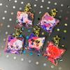 Llavero acrílico gota de pegamento diy estrella de doble cara colgante pequeño animación de dibujos animados marca de pie brillo láser llavero