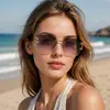 Nuevas Gafas de Sol Unisex Retro con Gradiente Europeo y Americano, Estilo Aviador, Doble Puente, Montura sin Marco de Moda, Bordes Cortados