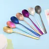 Acero inoxidable 316 cuchara para comer de mango largo cuchara cuchara de mesa para el hogar cuchara plana para sopa 304 vajilla cuchara para postre tenedor cuchara tenedor coreano