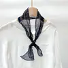 Lenço Pequeno Puro Linho Estilo Hong Kong Cor Original, Versátil Artístico Feminino de Verão Proteção para o Pescoço Pequeno Lenço de Seda