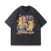 Comércio exterior americano retro lavagem água camiseta masculina e feminina manga curta verão novo solto velho casaco meia manga ins maré atacado