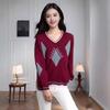 Outono e Inverno Novo Estilo Coreano Tricô Solto Preguiçoso Estilo Antigo Rombos Color Block Gola Redonda Suéter de Alta Qualidade Feminino