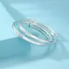 Pulsera Infantil Pacífica y Alegre para Niños y Niñas, Plata Pura 9999 Plata de Ley, Anillo Liso Sólido de Luna Llena Pulsera de Empuje y Tracción Regalo