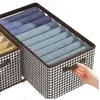 Caixa de armazenamento de roupas e calças com divisórias em formato de pied-de-poule, tipo gaveta, organizador de dormitório multifuncional, caixa de armazenamento de roupas e brinquedos
