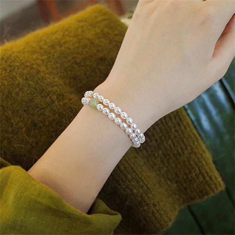 天然淡水珍珠和田玉手链女14K注金时尚玉石小米珠珍珠新中式手饰