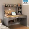 Mesa de Escritório e Estante Integradas para Quarto Mesa para Computador de Mesa Mesa de Estudo e Escrita para Estudantes Mesa de Escritório Simples e Moderna para Casa de Aluguel