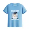 Europa y Estados Unidos verano caluroso color liso estampado de letras algodón manga corta camiseta ropa para niños ropa de media manga para niños ropa para clase padre-hijo ropa