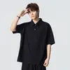 Camisa Polo Nasa about de Tricô Texturizado de Manga Curta para Homens com Golas Largas, Top Casual de Cor Sólida de Verão Respirável de Secagem Rápida