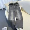 Lazada Primavera y Otoño Más Vendidos Pantalones Rectos Adelgazantes para Mujer Jeans Retro de Color Degradado de Cintura Alta con Pedrería Caliente En Stock