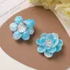 Pequenas flores de cristal acrílico em degradê de pétalas de repolho para brincos florais DIY feitos à mão, acessórios de clipe lateral