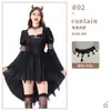 Disfraz de Bruja de Halloween para Adulto Negro Estilo Gótico Oscuro Vestido de Demonio Traje de Cosplay para Escenario