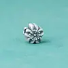 Prata Pura 999 Vintage 3D Flor Dura de Prata Contas Espaçadoras Flor de Pessegueiro Fio de Miçangas DIY Pulseira de Cristal Acessórios de Prata Materiais