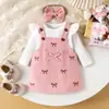 Ins Lanza Nueva Ropa Infantil Transfronteriza Europea y Americana, Ropa para Niñas, Tops Blancos de Manga Larga + Faldas Rosas con Tirantes para Bebés