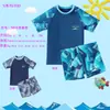 Novo Maiô Infantil de Verão Maiô de Menino Conjunto de Três Peças para Crianças de Meia-Idade e Grandes Maiô Conservador de Secagem Rápida Anti-Constrangimento