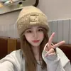Gorro de cabeza grande invierno mujer otoño e invierno cálido felpa frío cara grande cara pequeña tejido protección orejas grueso lana