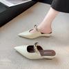 Zapatillas de Media Puntera con Cuña Metálica Estilo Francés para Mujer 2025 Nuevas Llegadas Zapatos de una Sola Capa con Sandalias de Punta Elevadoras para Falda y Zapatillas