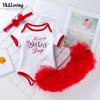 Roupas de verão infantis novas transfronteiriças roupas para o Dia das Mães roupas de princesa estilo letra impressa ha roupas conjunto de saia tutu vermelha