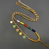 Colar Deus da Riqueza de Cinco Vias Xizang Handmade Tecido Fio de Algodão Colar Pingente Estilo Étnico Thangka Corda para Pendurar Buda Amuleto Corda Pingente