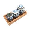 Pote de Molho de Soja para Sushi Japonês Azul Cerâmica Uncaria Caixa de Mostarda Pote para Vinagre de Tempero Pote de Açúcar e Sal Copo para Palitos Loja de Culinária