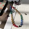 Cuerda de Mano para Cámara CCD de Cristal Artificial Colorido Súper Brillante Cadena para Cadena de Teléfono Móvil con Cuentas DIY Cadena Elegante de Nicho Antiperdida