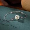 Pulseira de Prata S925 Sterling Prata Jade Hetian Cervo Prateado Estilo Chinês Ruyi Fênix Personalidade Elegante Feminina Versátil