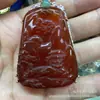 Pingente de Ágata Vermelha com Design de Paisagem para Homens e Mulheres, Corrente de Suéter de Jaspe Vermelho, Pingente de Jade Finamente Esculpido com Paisagem