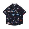 Camisetas de Manga Corta Divertidas con Dibujos Animados y Graffiti Estilo Hong Kong Veranieño para Hombres y Mujeres Estilo Dopamina Sueltas Dulces Florales Camisas Modernas