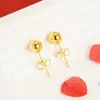 Aretes Redondos Pequeños de Oro Arena Vietnamita Aretes de Frijol Brillantes Joyería Versátil de Temperamento para Niñas Brillantes Simples Al por Mayor