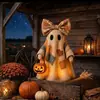 Patch retro de Halloween, figura de fantasma, decoração de lanterna de abóbora, decoração de casa estilo rústico, boneca de fantasma fofa, cor off-white