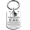 Venta Caliente Transfronteriza Llavero de Placa de Identificación Militar de Acero Inoxidable Español Estilo Pareja Grabado Regalo Conmemorativo Regalo para Hombres y Mujeres